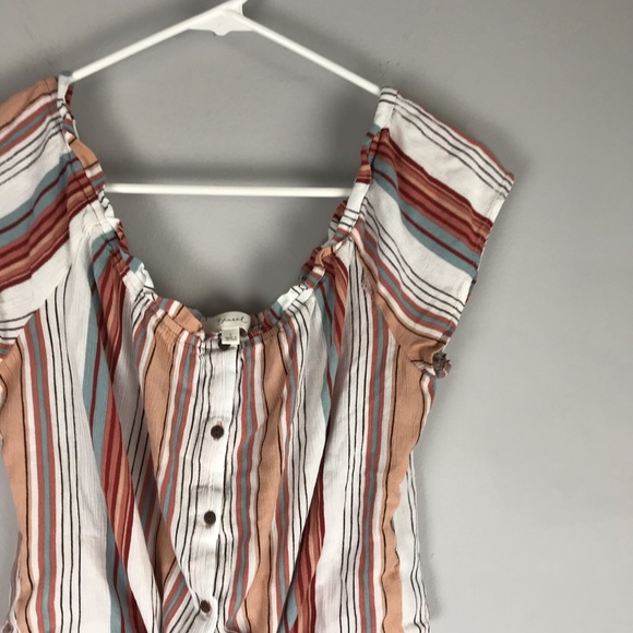 Becaal multicolor stripe tie off shoulder crop top - Picture 2 of 7